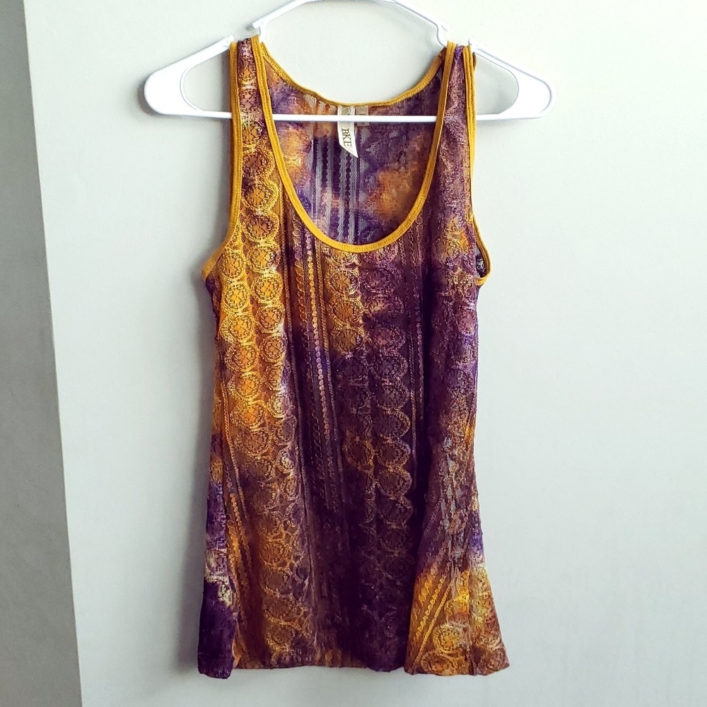 🚫SOLD BKE Crochet Purple & Orange Summer Tank